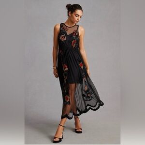 Anthropologie Not So Serious by Pallavi Mohan Midnight Garden Maxi dress. 4P